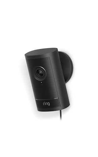 Ring Outdoor Cam Pro, Plug-In (newest model), Home or business security, Retinal 4K with wide-angle video, 10x Enhanced Zoom, and Low-Light Sight, Black