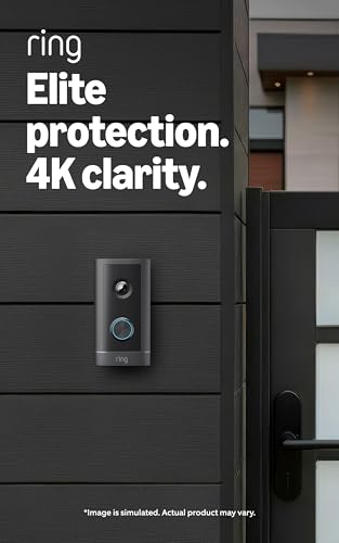 Ring Wired Doorbell Elite (newest model), Native Power over Ethernet, Retinal 4K video, Remote Gate Access, 10x Enhanced Zoom, and Low-Light Sight