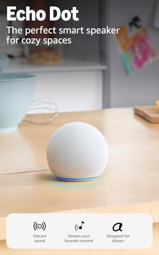 Amazon Echo Dot (newest model) - Vibrant sounding speaker, Designed for Alexa+, Great for bedrooms, dining rooms and offices, Glacier White