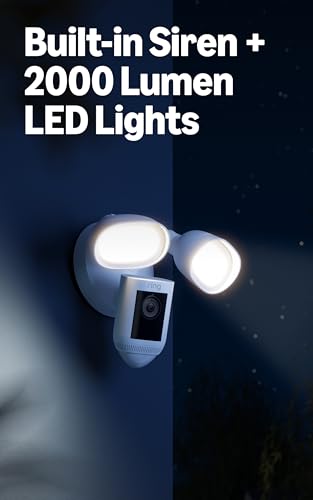 Ring Floodlight Cam Wired Pro, Home or business security, Retinal 2K Video, Color Night Vision and Two-Way Talk with Audio+, White