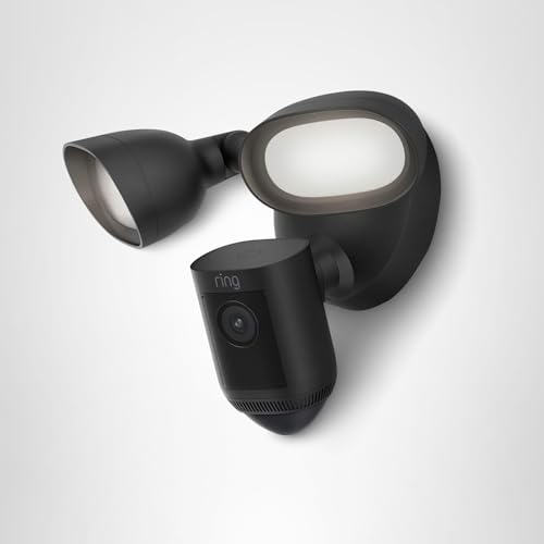 Ring Floodlight Cam Wired Pro, Home or business security, Retinal 2K Video, Color Night Vision and Two-Way Talk with Audio+, Black