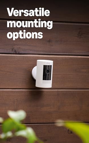 Ring Outdoor Cam (Stick Up Cam), Weather-resistant home or business security camera, outdoor ready, Live View, Color Night Vision, Two-Way Talk, motion alerts, Works with Alexa, White