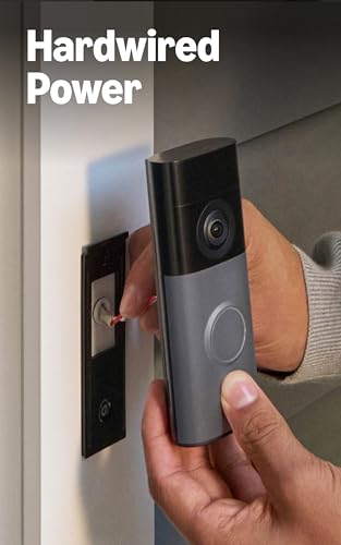 Ring Wired Doorbell (newest model), Wide-Angle Retinal 2K, up to 6x Enhanced Zoom, pair with Alexa or Ring Chime for in-home alerts, Speckled Gray