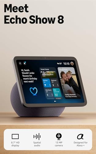 Amazon Echo Show 8 (newest model), Vibrant HD 8.7" display with spatial audio, Designed for Alexa+, Graphite