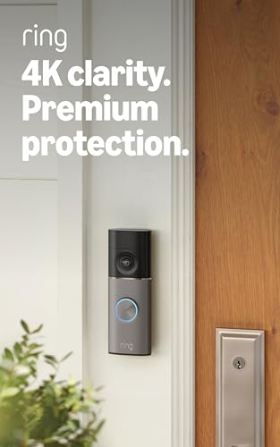 Ring Battery Doorbell Pro (newest model), Retinal 4K with wide-angle video, up to 10x Enhanced Zoom, Night Vision, and Quick Release Ultra Battery Pack, Deep Silver