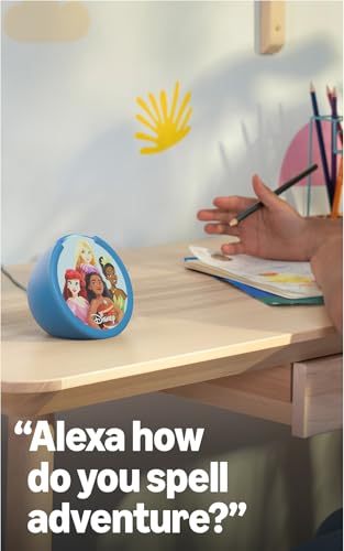 Amazon Echo Pop Kids (newest model), Enjoy age-appropriate audiobooks, interactive games and Alexa+ experiences to create and learn, Disney Princess design