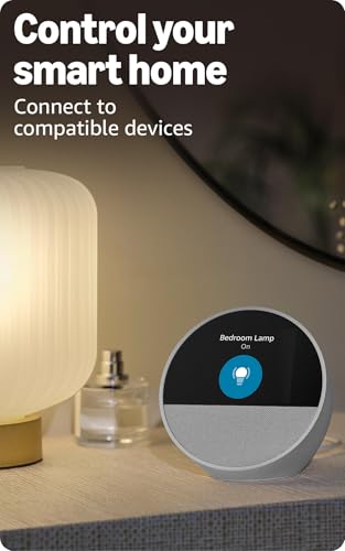 Amazon Echo Spot (newest model), Great for nightstands, offices and kitchens, Smart alarm clock, Designed for Alexa+, Black