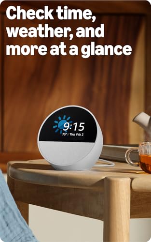 Amazon Echo Spot (newest model), Great for nightstands, offices and kitchens, Smart alarm clock, Designed for Alexa+, Ocean Blue