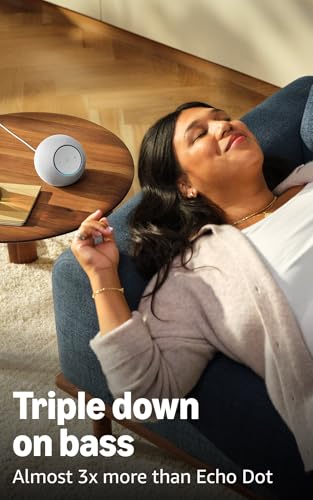 Amazon Echo Dot Max (newest model), Alexa speaker with room-filling sound and nearly 3x bass, Great for living rooms and medium-sized spaces, Designed for Alexa+, Amethyst