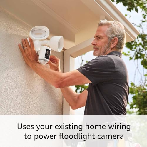 Ring Floodlight Cam Wired Pro, Home or business security, Retinal 2K Video, Color Night Vision and Two-Way Talk with Audio+, Black