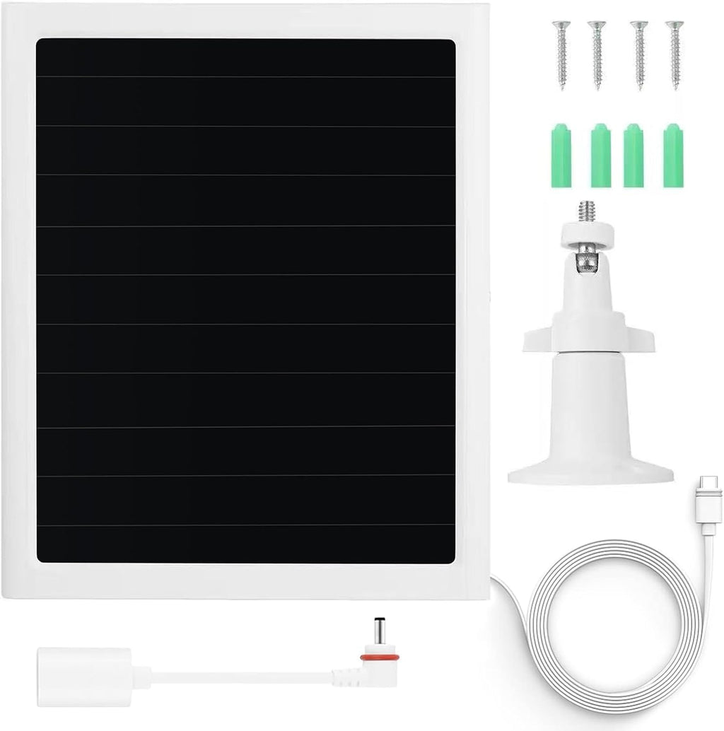 Ring Camera Solar Panel Charger, Compatible with Spotlight Plus/Pro, Stick Up Outdoor Cam Battery, 10ft Long Cable with USB-C to Ring Barrel Plug Adapter (1Pack)