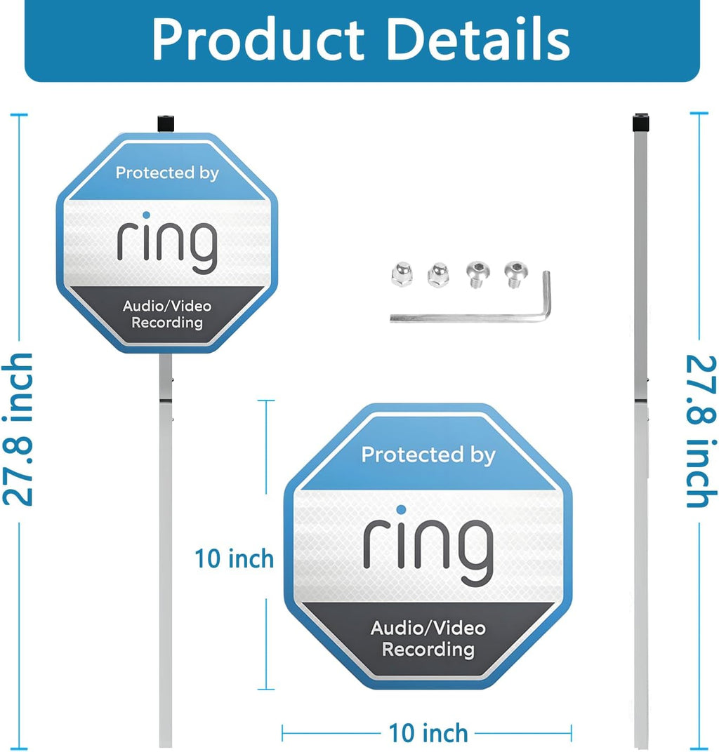 1 Yard Sign-ring compatible with Ring Home Security System,Security Yard Sign-ring with with Stake (STAKE INCLUDED)