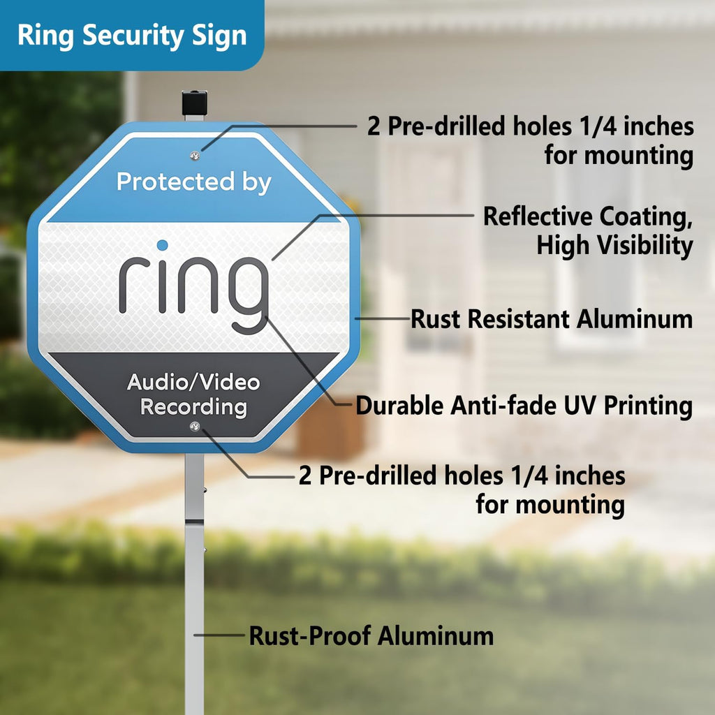 1 Yard Sign-ring compatible with Ring Home Security System,Security Yard Sign-ring with with Stake (STAKE INCLUDED)
