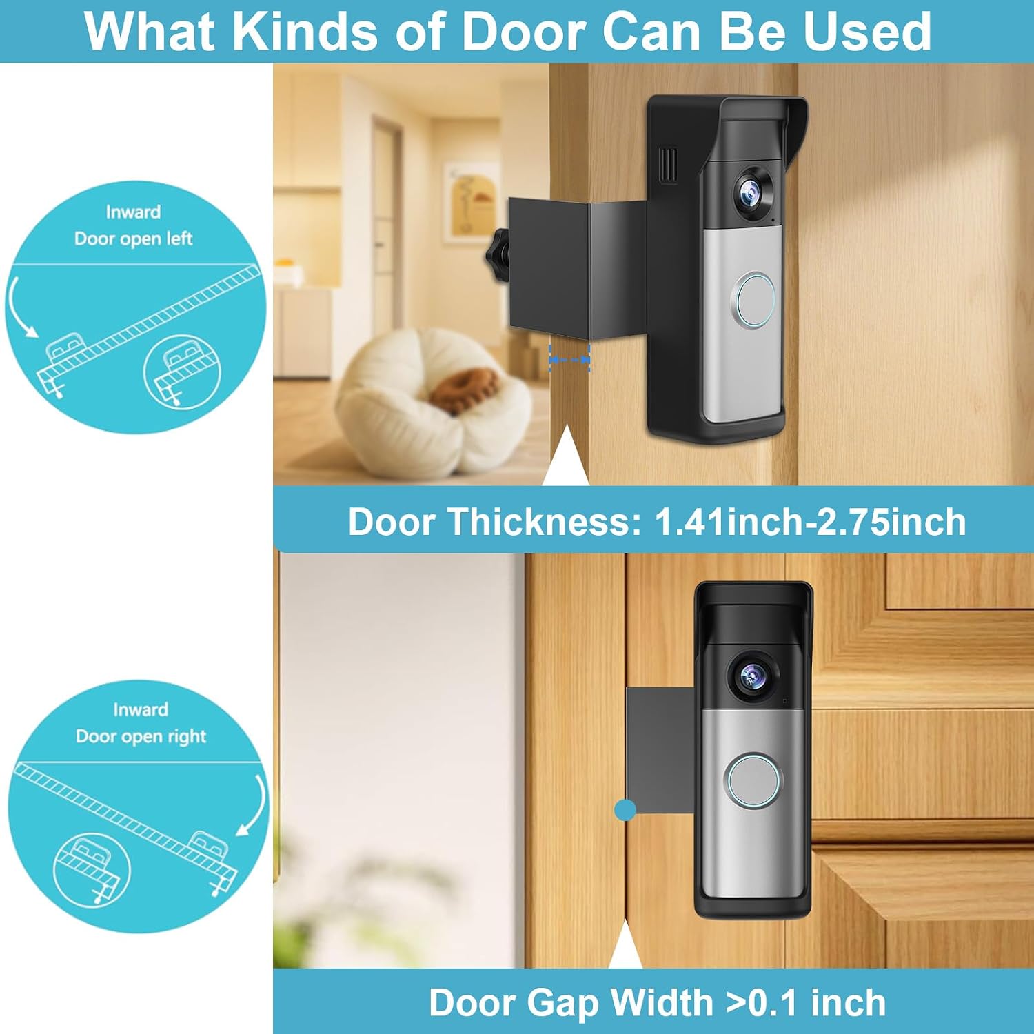 2026 Upgrade Anti-Theft Video Doorbell Mount for Ring Newest Battery Doorbell/Plus/Pro(2nd Gen), Adjustable No-Drill Mounting Video Camera Doorbell Cover Holder for Home Rentals, Not for Security Door