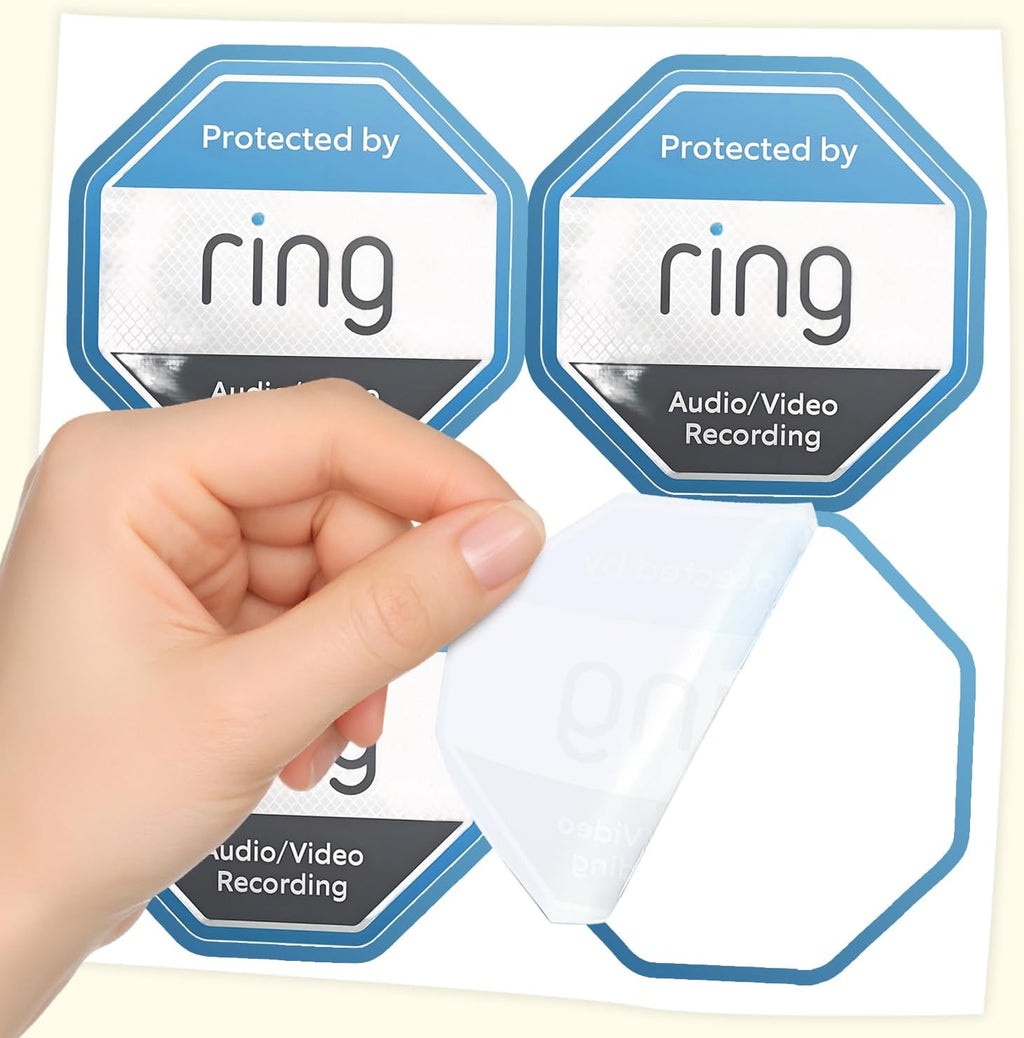 12 Pack Ring Security Stickers，Double Sided HD Printed Waterproof Security Decals for Home Windows Door