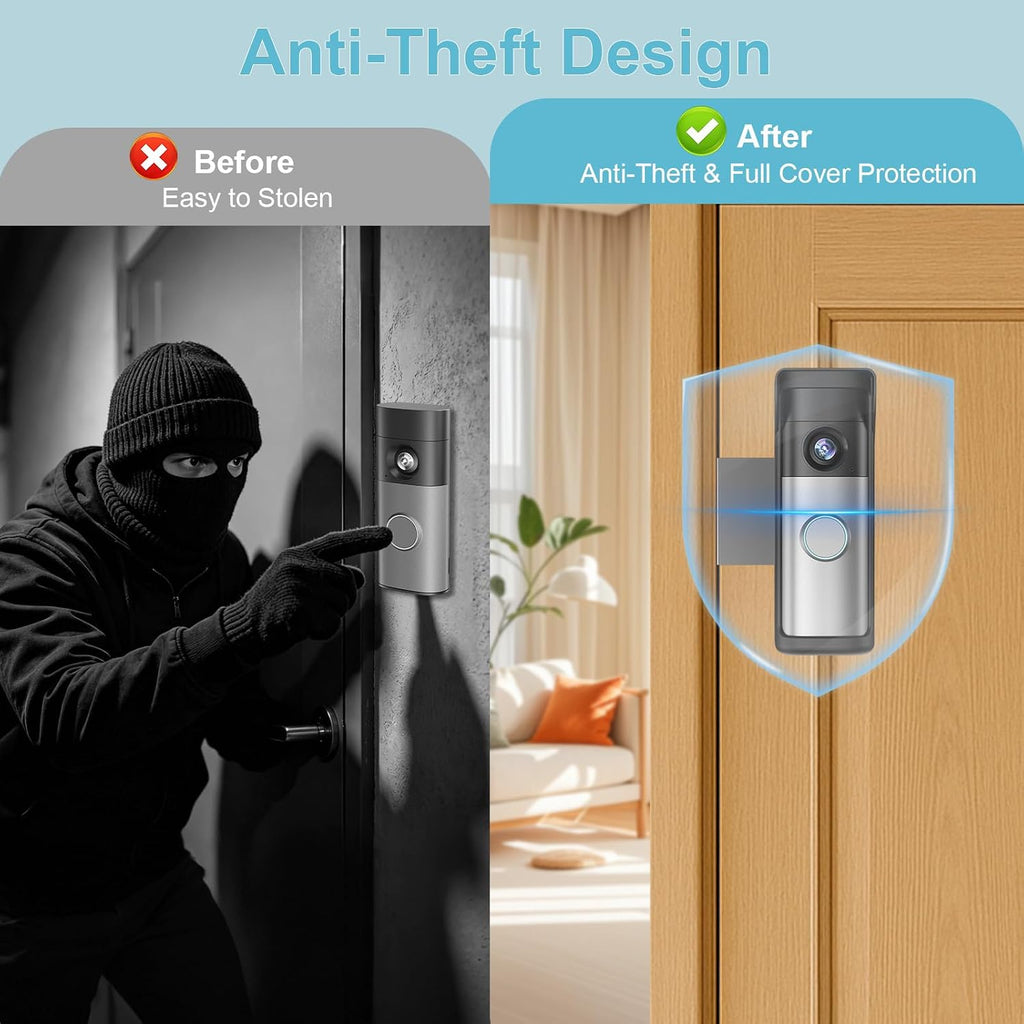 2026 Upgrade Anti-Theft Video Doorbell Mount for Ring Newest Battery Doorbell/Plus/Pro(2nd Gen), Adjustable No-Drill Mounting Video Camera Doorbell Cover Holder for Home Rentals, Not for Security Door