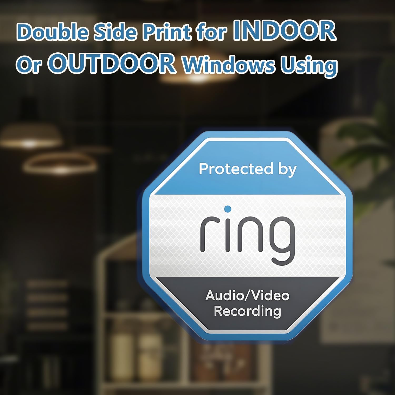12 Pack Ring Security Stickers，Double Sided HD Printed Waterproof Security Decals for Home Windows Door