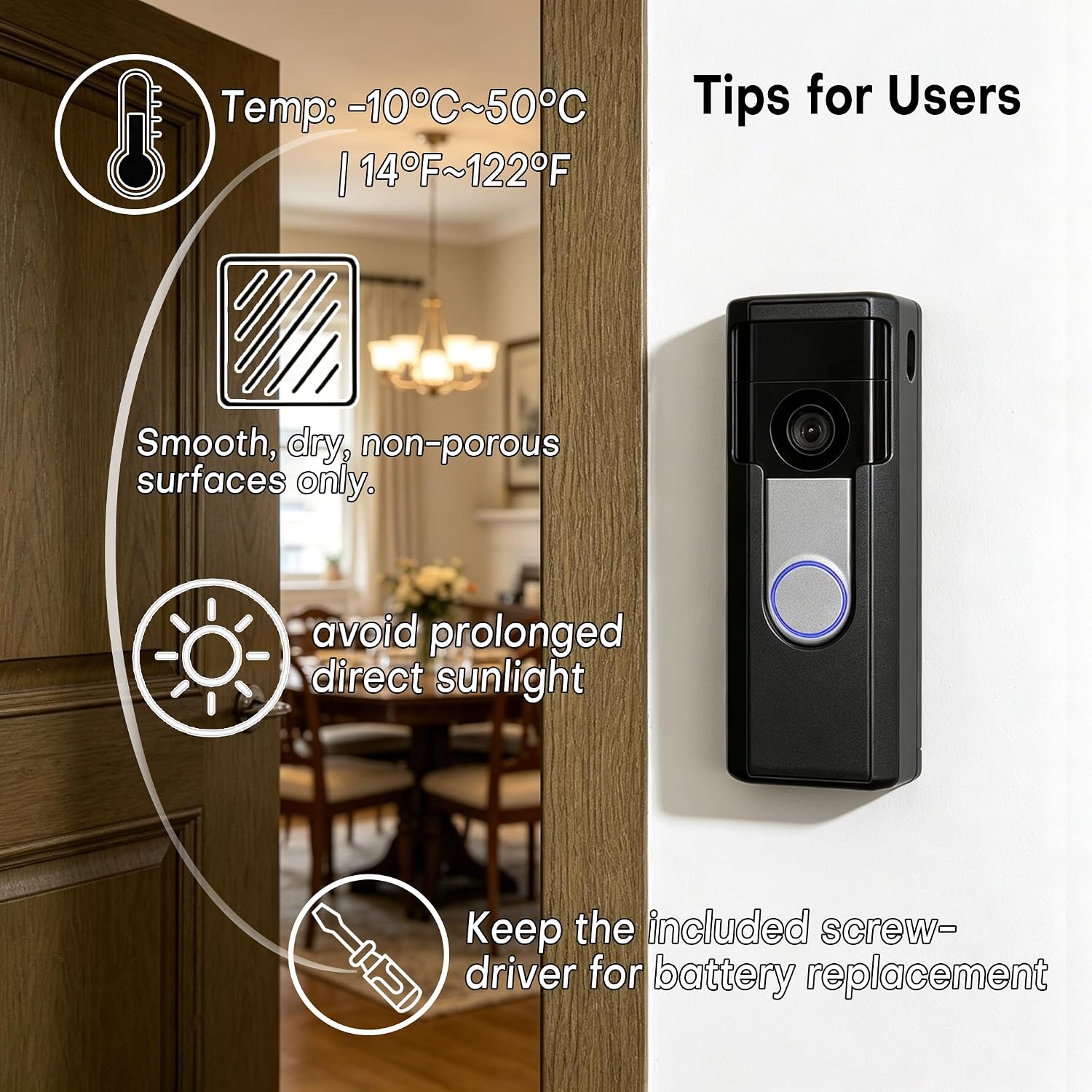 Anti-Theft Ring Mounting Cradle for Ring 2nd Gen Battery Doorbell/Plus/Pro