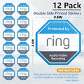12 Pack Ring Security Stickers，Double Sided HD Printed Waterproof Security Decals for Home Windows Door