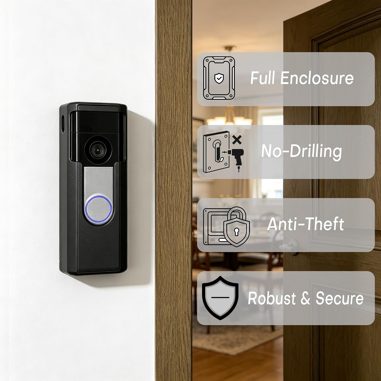 Anti-Theft Ring Mounting Cradle for Ring 2nd Gen Battery Doorbell/Plus/Pro