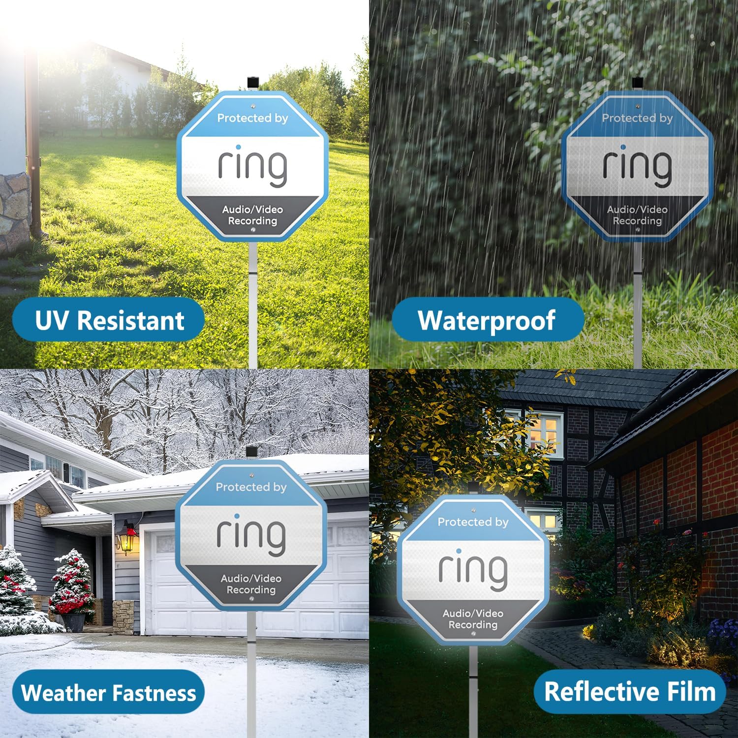 1 Yard Sign-ring compatible with Ring Home Security System,Security Yard Sign-ring with with Stake (STAKE INCLUDED)